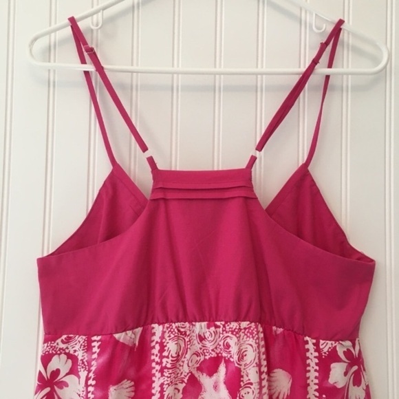 Tiki Palm Hibiscus Print Sundress Pink & White - Picture 6 of 12